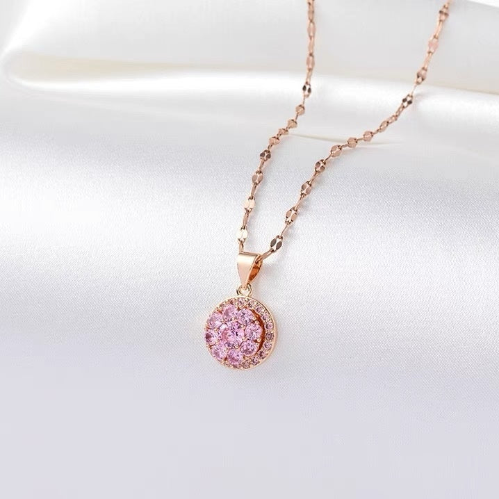 Collier rond en zircon rotatif pour femme
