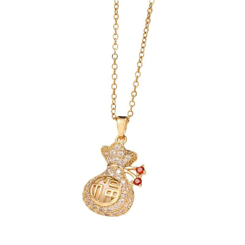Collier en acier inoxydable avec motif « poche heureuse »