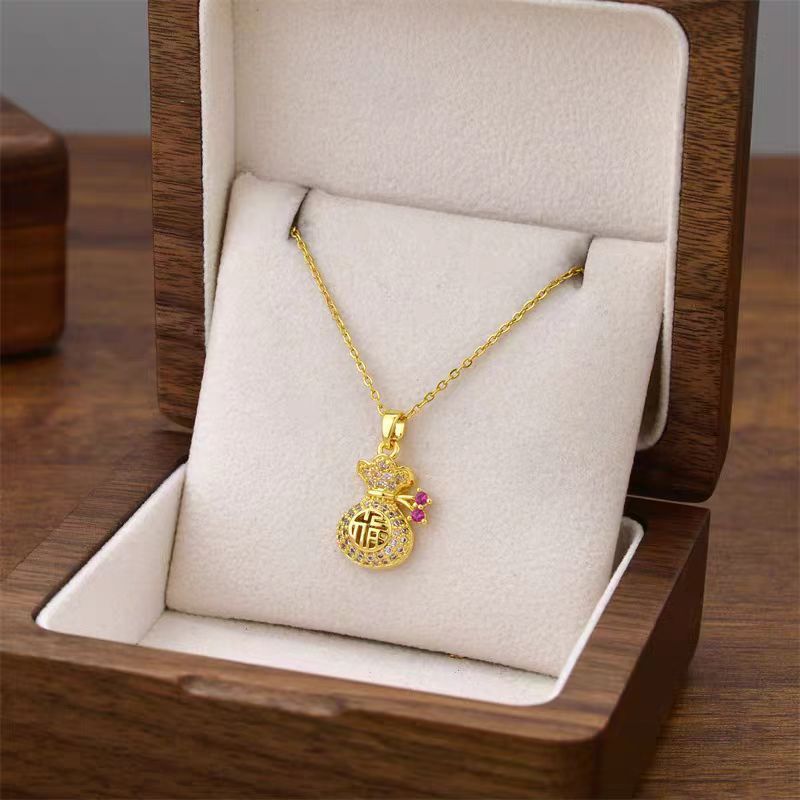 Collier en acier inoxydable avec motif « poche heureuse »