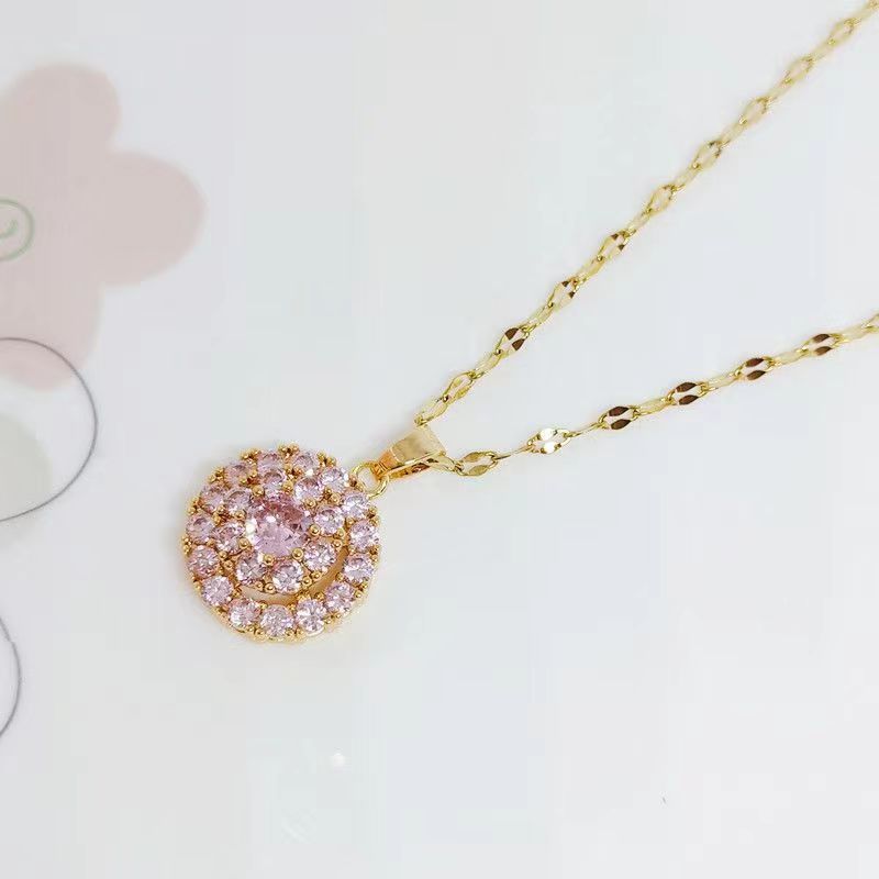 Collier rond en zircon rotatif pour femme
