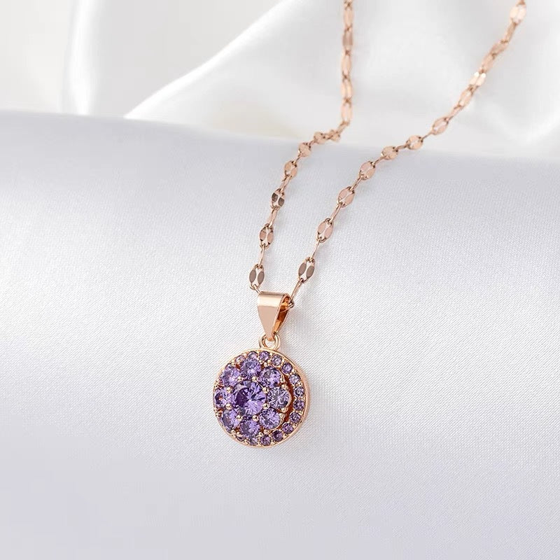 Collier rond en zircon rotatif pour femme