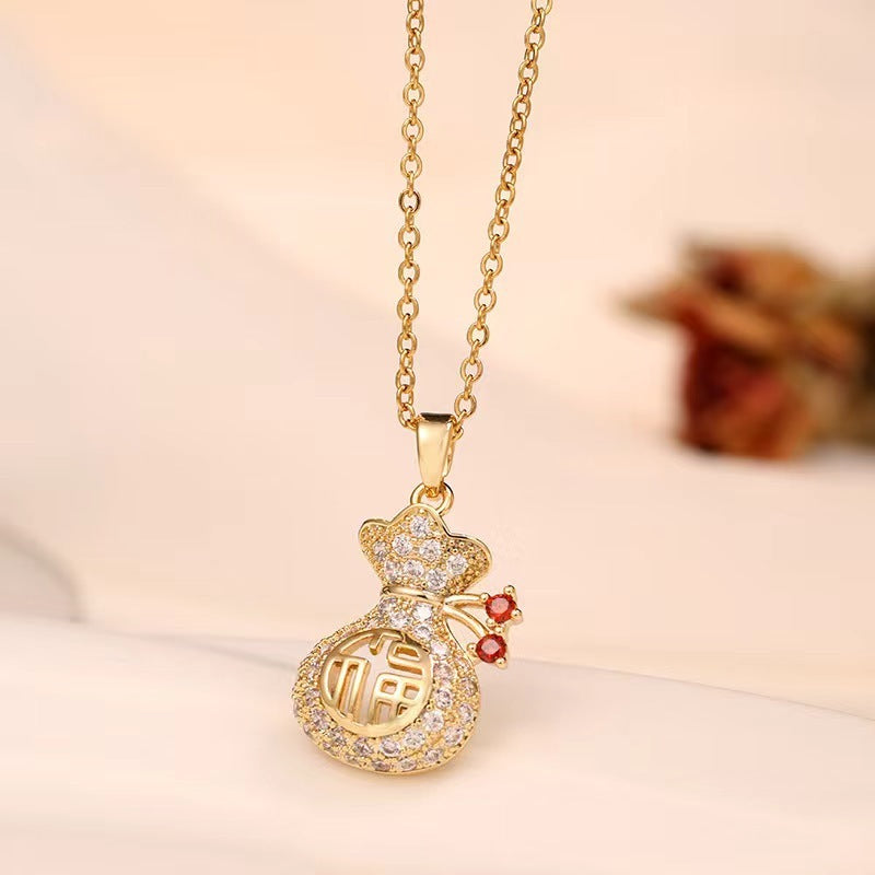 Collier en acier inoxydable avec motif « poche heureuse »