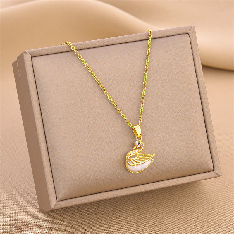 Collier en acier inoxydable avec cygne blanc