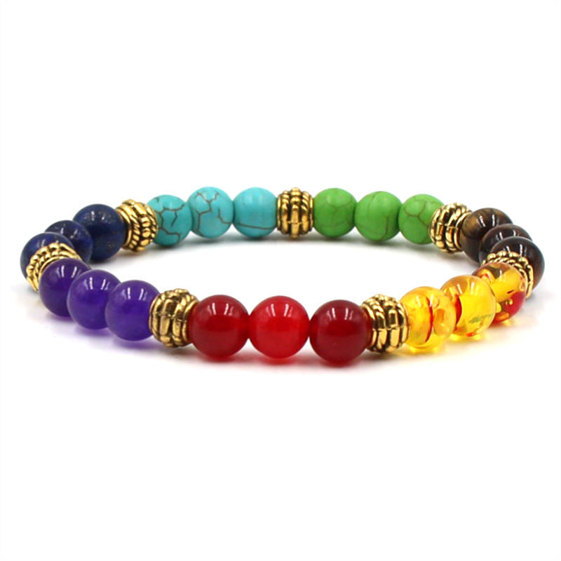 Bracelet de yoga énergétique coloré en pierre naturelle 8 mm
