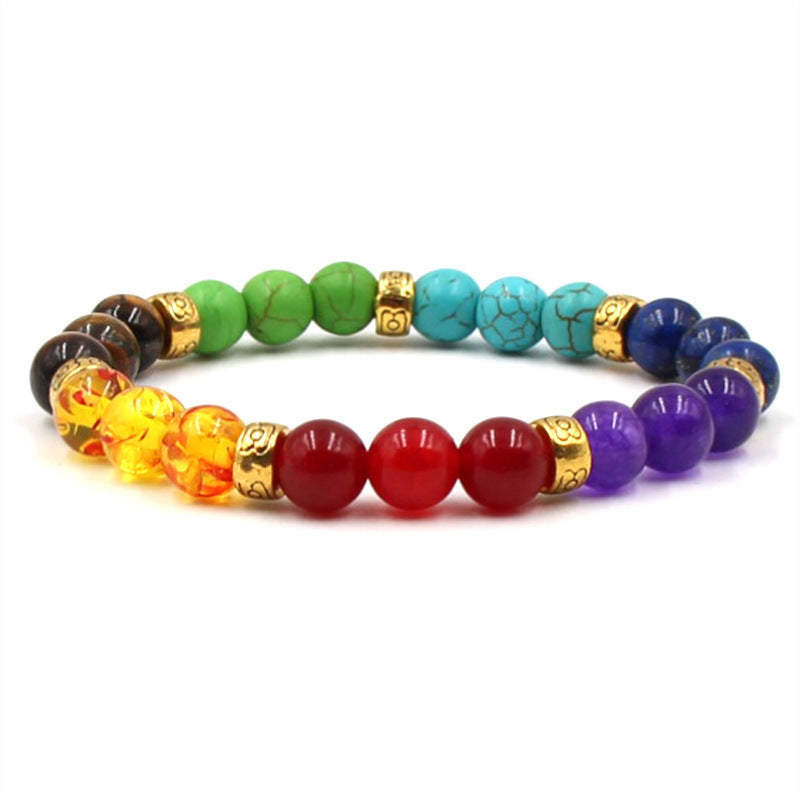 Bracelet de yoga énergétique coloré en pierre naturelle 8 mm