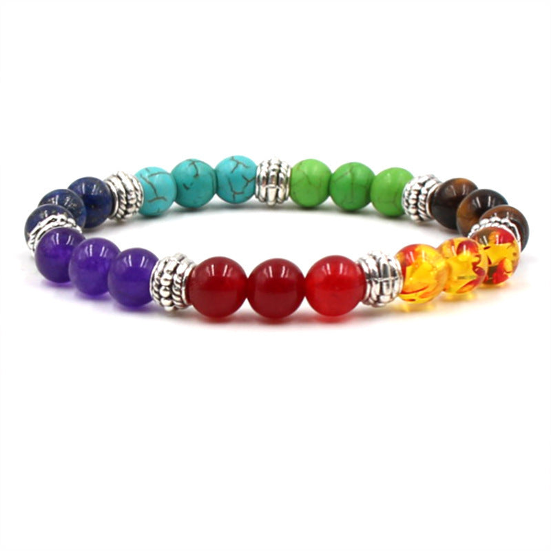 Bracelet de yoga énergétique coloré en pierre naturelle 8 mm