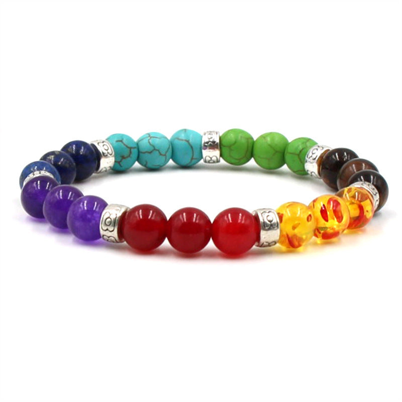 Bracelet de yoga énergétique coloré en pierre naturelle 8 mm