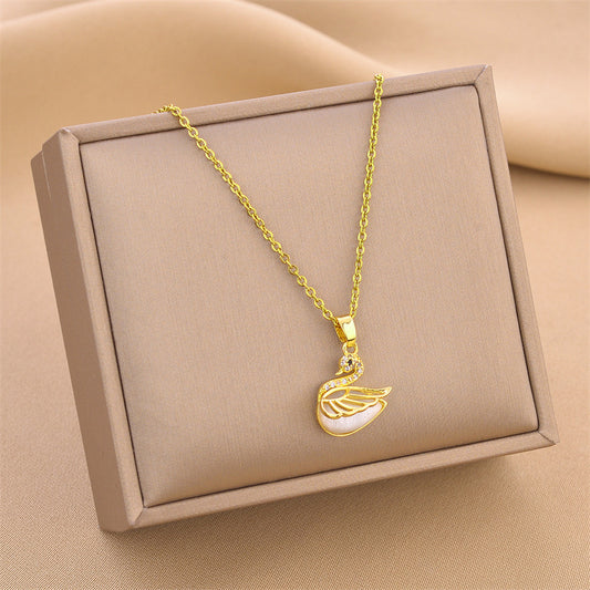 Collier en acier inoxydable avec cygne blanc
